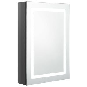 vidaXL LED-Spiegelschrank f&uuml;rs Bad Gl&auml;nzend Grau 50x13x70 cm