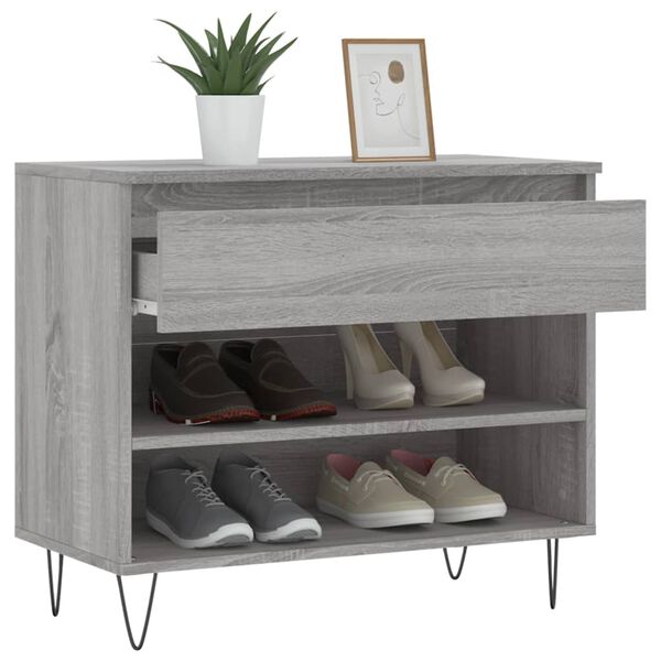 vidaXL Schuhregal Grau Sonoma 70x36x60 cm Holzwerkstoff