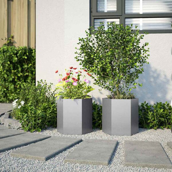 vidaXL Garten-Pflanzgefäße 2Stk.Sechseckig 46x40x45cm Verzinkter Stahl