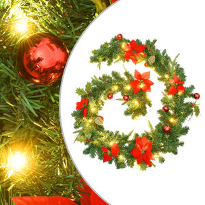 vidaXL Weihnachtsgirlande mit LED-Lichtern Gr&uuml;n 2,7 m PVC