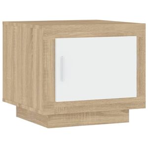 vidaXL Couchtisch Wei&szlig; und Sonoma-Eiche 51x50x45 cm Holzwerkstoff