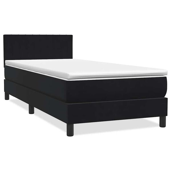 vidaXL Boxspringbett mit Matratze & LED Schwarz 80x210 cm Samt