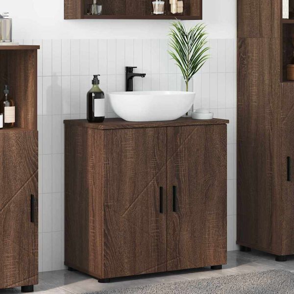vidaXL Badezimmerschrank mit T&uuml;r Braun Eichen-Optik 61 x 35 x 64 cm