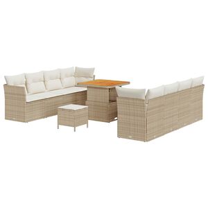 vidaXL Gartensofa-set 11 pcs Beige Poly-Rattan