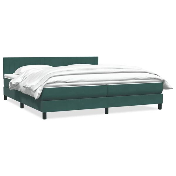 vidaXL Boxspringbett mit Matratze Dunkelgr&uuml;n 180x220 cm Samt