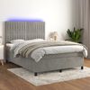 vidaXL Boxspringbett mit Matratze & LED Hellgrau 140x200 cm Samt