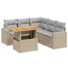vidaXL 6-tlg. Garten-Sofagarnitur mit Kissen Beige Poly Rattan
