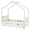 vidaXL Kinderbett mit Schublade Wei&szlig; Massivholz Kiefer 80x160 cm