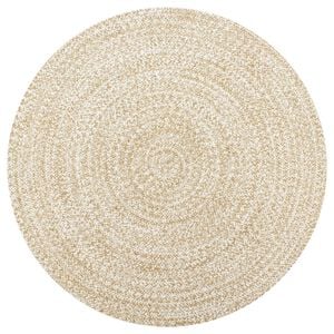 vidaXL Teppich Handgefertigt Jute Wei&szlig; und Natur 150 cm