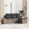 vidaXL Gartensofa-set mit Kissen mit Speicher 4 pcs Grau Poly-Rattan