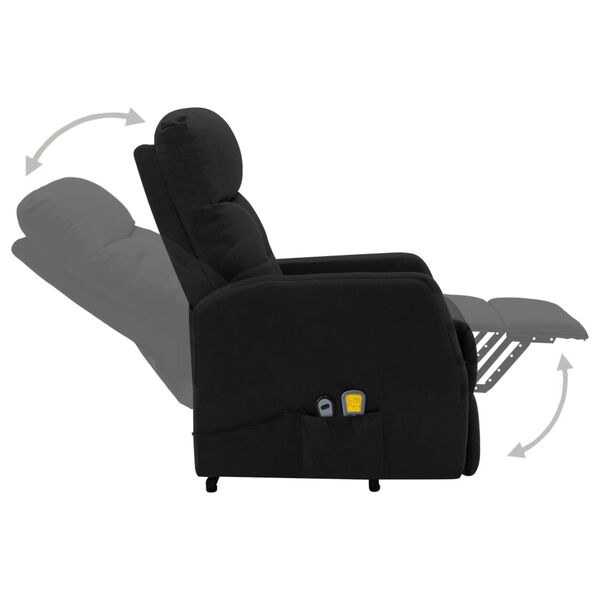vidaXL Massagesessel mit Aufstehhilfe Schwarz Stoff