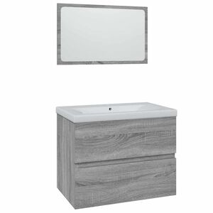 vidaXL Badm&ouml;bel-Set Grau Sonoma Holzwerkstoff