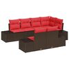 vidaXL Gartensofa-set 7 stk. Braun und Rot Poly-Rattan