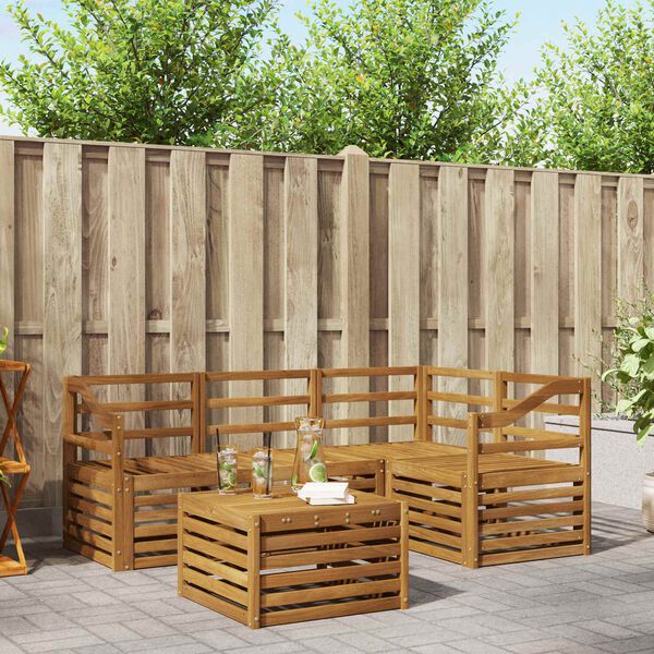 vidaXL Outdoor-Sofagarnitur 5 pcs Natur Massivholz Akazie