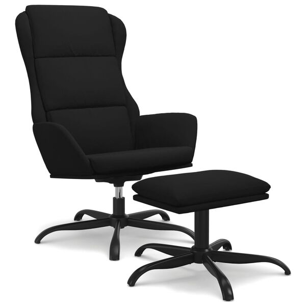 vidaXL Relaxsessel mit Hocker Schwarz Mikrofasergewebe