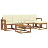 vidaXL Outdoor-Sofagarnitur 6 pcs Natur und Creme Massivholz Akazie