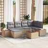 vidaXL Garten-Sofa-Set mit Kissen 7 pcs Beige und Hellgrau Poly Rattan