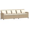 vidaXL Gartensofa mit Kissen Beige Poly Rattan