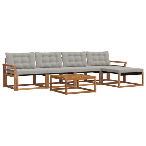 vidaXL Outdoor-Sofagarnitur mit Kissen 6 pcs Nat&uuml;rlich und Hellgrau
