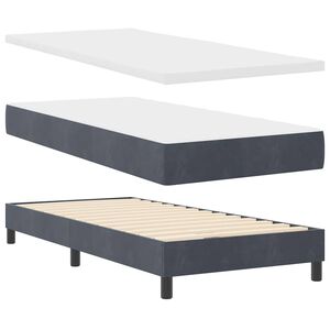vidaXL LED Boxspringbett mit Matratze Dunkelgrau 90 x 200 cm Samt