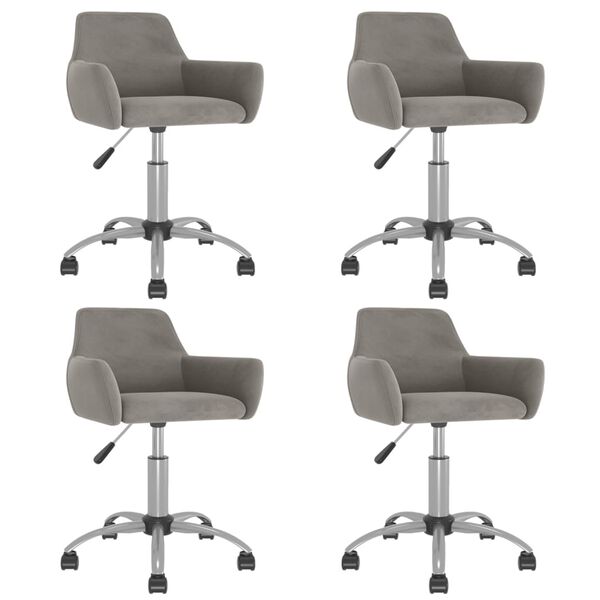 vidaXL Esszimmerst&uuml;hle 4 Stk. Drehbar Hellgrau Samt