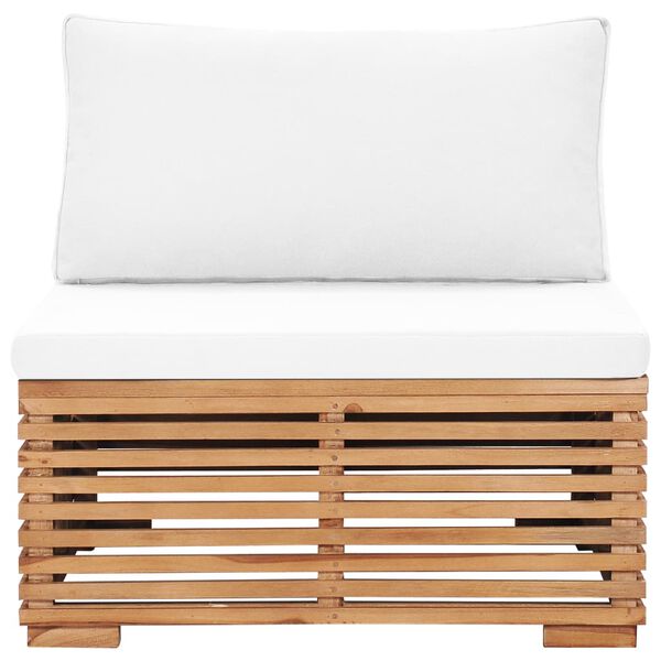 vidaXL Garten-Mittelsofa mit Cremewei&szlig;er Auflage Massivholz Teak