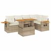 vidaXL 6-tlg. Garten-Sofagarnitur mit Kissen Beige Poly Rattan Akazie