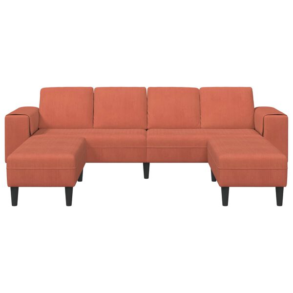 vidaXL Sofa mit Kissen Rot-Orange 250 x 188 x 76 cm Cordstoff