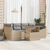 vidaXL Garten-Sofa-Set mit Speicher 7 pcs Beige Poly Rattan