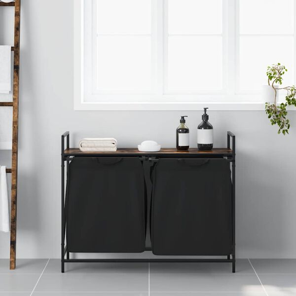 vidaXL W&auml;schekorb 2 F&auml;cher mit Ablage R&auml;uchereiche