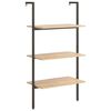 vidaXL Anlehnregal mit 3 Ablagen Hellbraun und Schwarz 64x35x120,5 cm