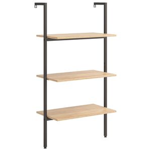 vidaXL Anlehnregal mit 3 Ablagen Hellbraun und Schwarz 64x35x120,5 cm