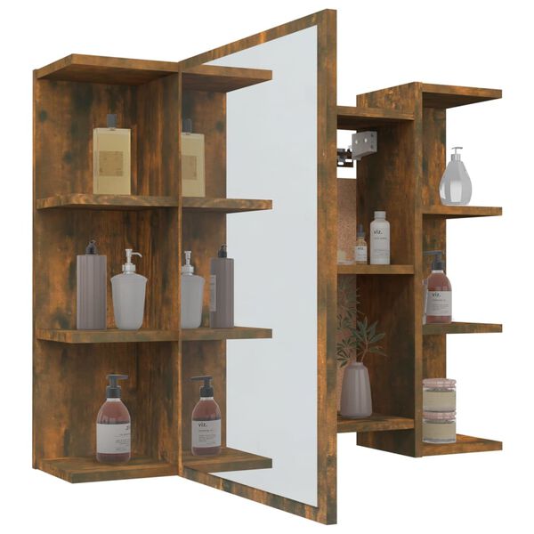 vidaXL Bad-Spiegelschrank R&auml;uchereiche 80x20,5x64 cm Holzwerkstoff