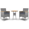 vidaXL 3-tlg. Garten-Essgruppe Poly Rattan Grau