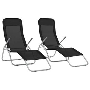 vidaXL Klappliegen 2 Stk. Textilene Schwarz