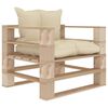 vidaXL Garten-Palettensofa mit Kissen in Creme Holz