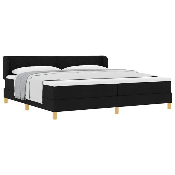 vidaXL Boxspringbett mit Matratze Schwarz 200 x 200 cm Stoff