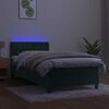 vidaXL Boxspringbett mit Matratze & LED Dunkelgr&uuml;n 90x190 cm Samt