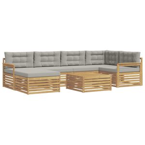 vidaXL Outdoor-Sofagarnitur 7 stk. Wei&szlig; und Hellgrau