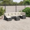 vidaXL 8-tlg. Garten-Sofagarnitur mit Kissen Schwarz Poly Rattan