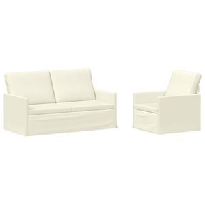 vidaXL Sofa-Set 2 pcs Creme Cordstoff
