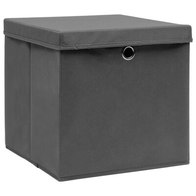 vidaXL Aufbewahrungsboxen mit Deckeln 4 Stk. Grau 32x32x32 cm Stoff