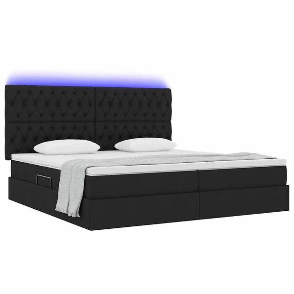 vidaXL Bett mit Stauraum und LED Schwarz 200 x 200 cm Polyester