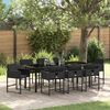 vidaXL Garten Essgruppe mit Kissen 9 pcs Schwarz Poly-Rattan