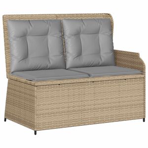 vidaXL Gartenbank mit Kissen Beige und Grau Poly-Rattan