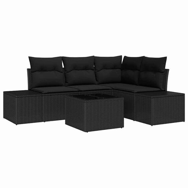 vidaXL Gartensofa-set mit Speicher Schwarz Poly-Rattan