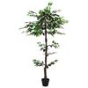 vidaXL K&uuml;nstliche Ficus-Pflanze Gr&uuml;n 85 x 18 x 160 cm Stoff und Holz