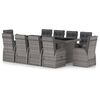 vidaXL 11-tlg. Garten-Essgruppe mit Auflagen Poly Rattan Grau