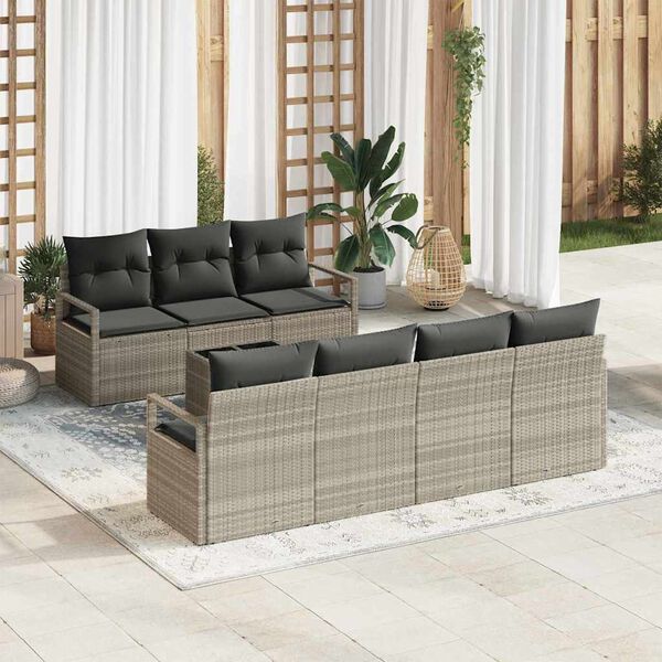 vidaXL Sofa Set 8 pcs Hellgrau Poly-Rattan