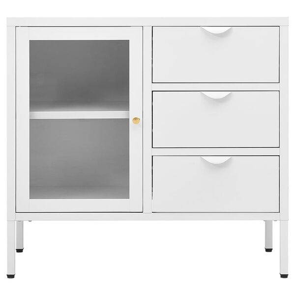vidaXL Sideboard Weiß 75x35x70 cm Stahl und Hartglas